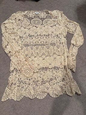 Charming Charlie Crochet Lace Coverup in Cream